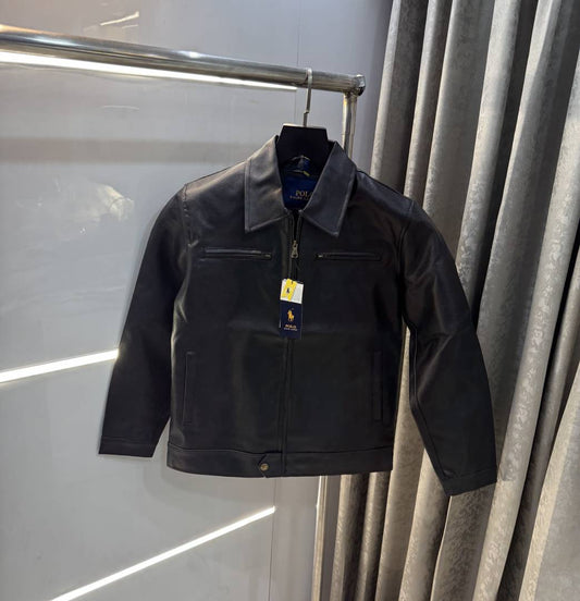 Ralp h Laure n Black Premium Imported leather Jacket